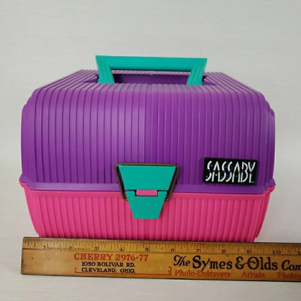 Sassaby Pink Purple Makeup Cosmetic Case Jewelry Organizer Box Mirror 102-17